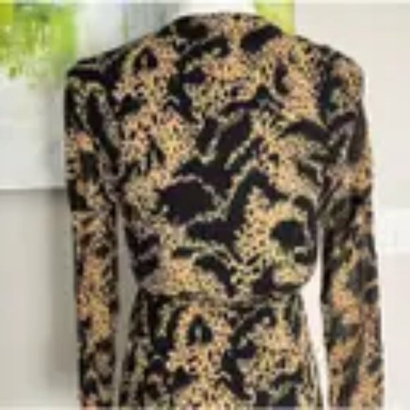 PAIGE Silk Black Brown Midi Dress NWT Sz M - Picture 6 of 7